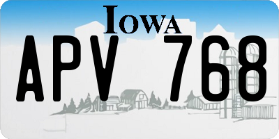 IA license plate APV768