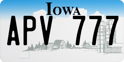 IA license plate APV777