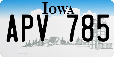 IA license plate APV785