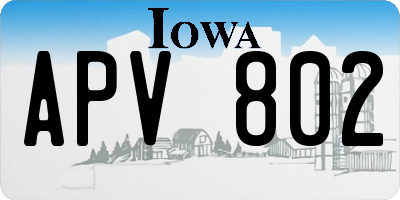 IA license plate APV802