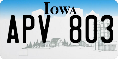 IA license plate APV803