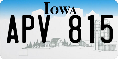 IA license plate APV815