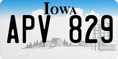 IA license plate APV829