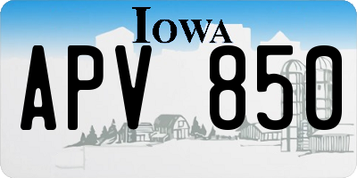 IA license plate APV850