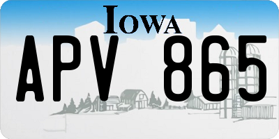 IA license plate APV865