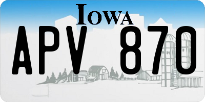 IA license plate APV870
