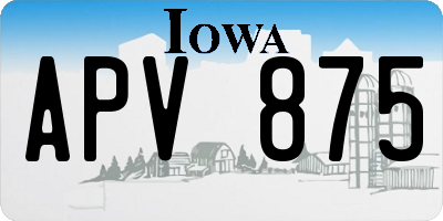 IA license plate APV875