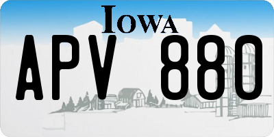 IA license plate APV880