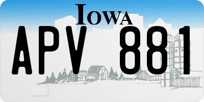 IA license plate APV881