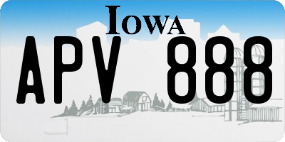IA license plate APV888