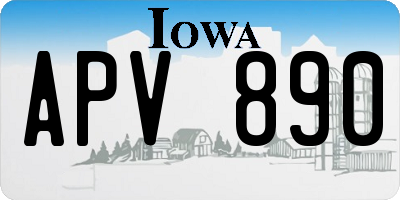 IA license plate APV890