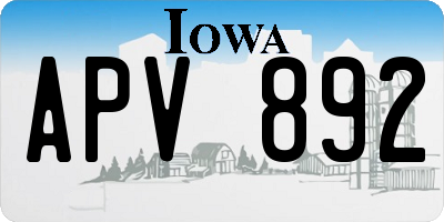 IA license plate APV892