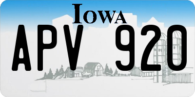 IA license plate APV920