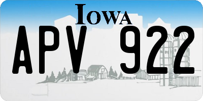IA license plate APV922