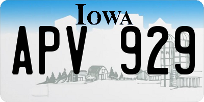 IA license plate APV929