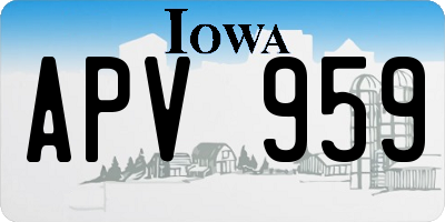 IA license plate APV959