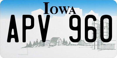 IA license plate APV960