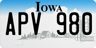 IA license plate APV980