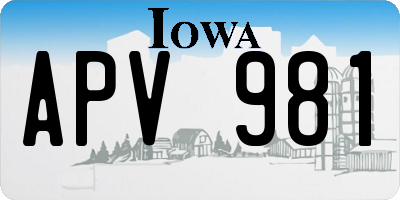 IA license plate APV981