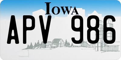 IA license plate APV986