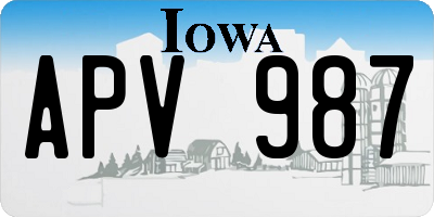 IA license plate APV987