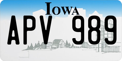 IA license plate APV989