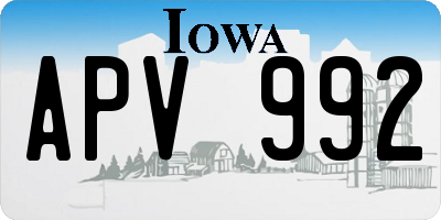 IA license plate APV992