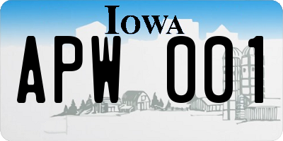 IA license plate APW001