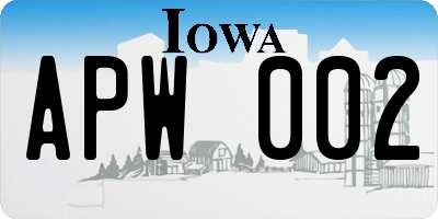 IA license plate APW002