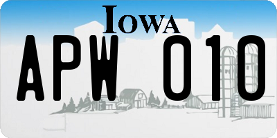 IA license plate APW010