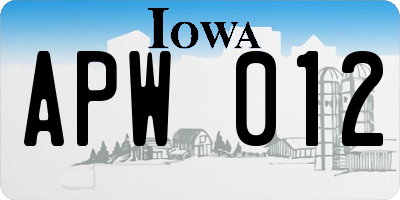 IA license plate APW012