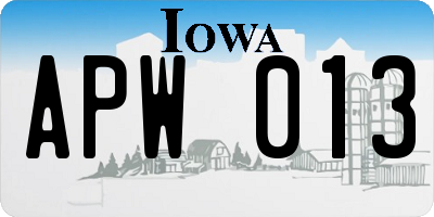 IA license plate APW013