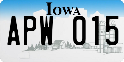 IA license plate APW015