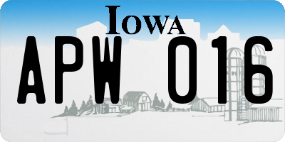 IA license plate APW016