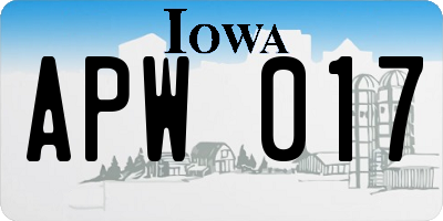 IA license plate APW017