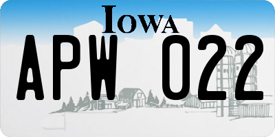 IA license plate APW022