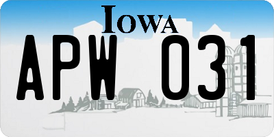 IA license plate APW031