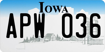IA license plate APW036