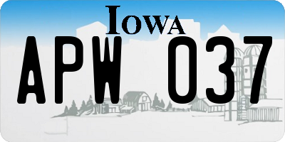 IA license plate APW037