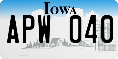 IA license plate APW040