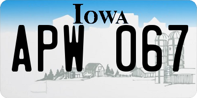 IA license plate APW067
