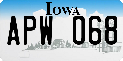 IA license plate APW068