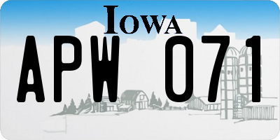 IA license plate APW071