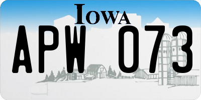 IA license plate APW073