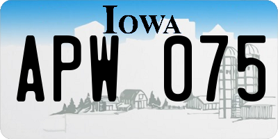 IA license plate APW075