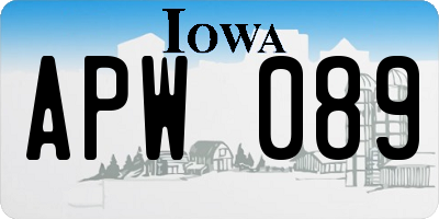IA license plate APW089