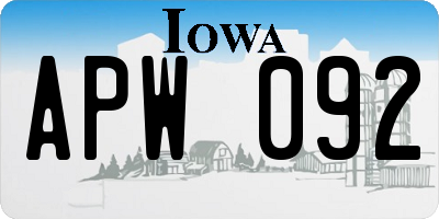 IA license plate APW092