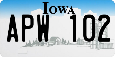 IA license plate APW102