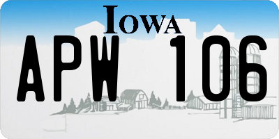 IA license plate APW106