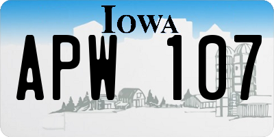 IA license plate APW107